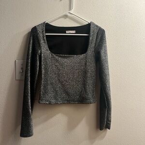 Sincerely Jules Black and Silver Crop Top